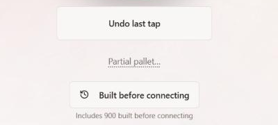 Console with the Partial pallet link and Built before connecting button, followed by Includes 900 built before connecting.