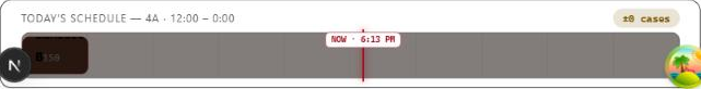 SAAG board Today's Schedule before the fix, with orders bunched at the far left although NOW is 6:13 PM.