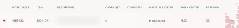 A Customer Orders row whose Materials Status reads Allocated.