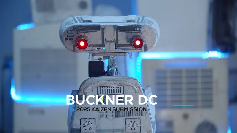 Title frame from the 2025 film: “Buckner DC 2025 Kaizen Submission” beside the film's robot narrator.